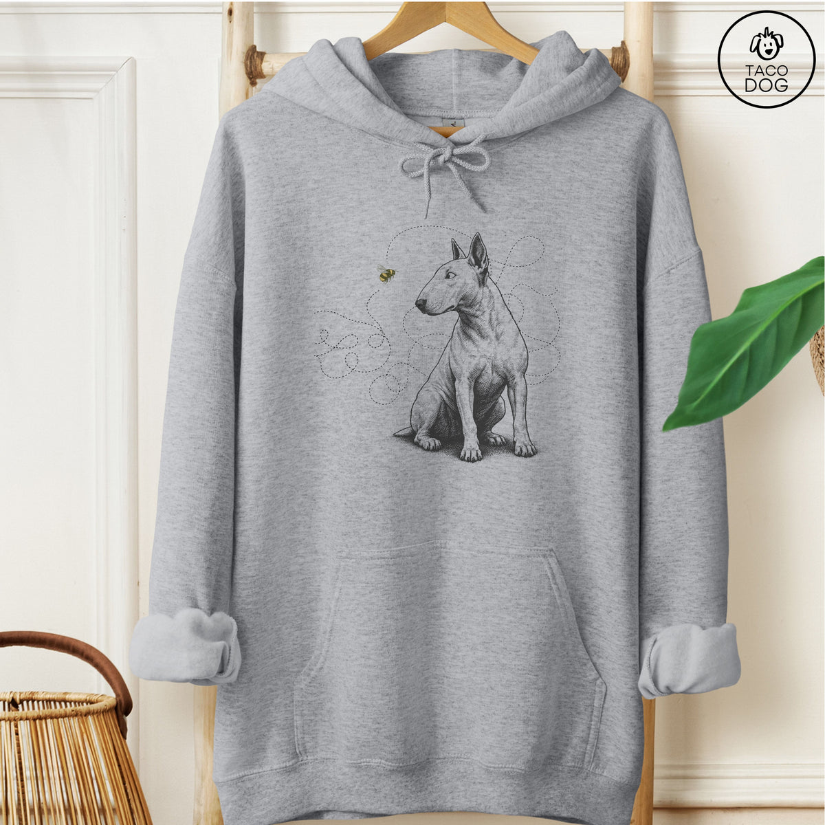 Bull Terrier Bee Hoodie Graphite Heather Taco-Dog