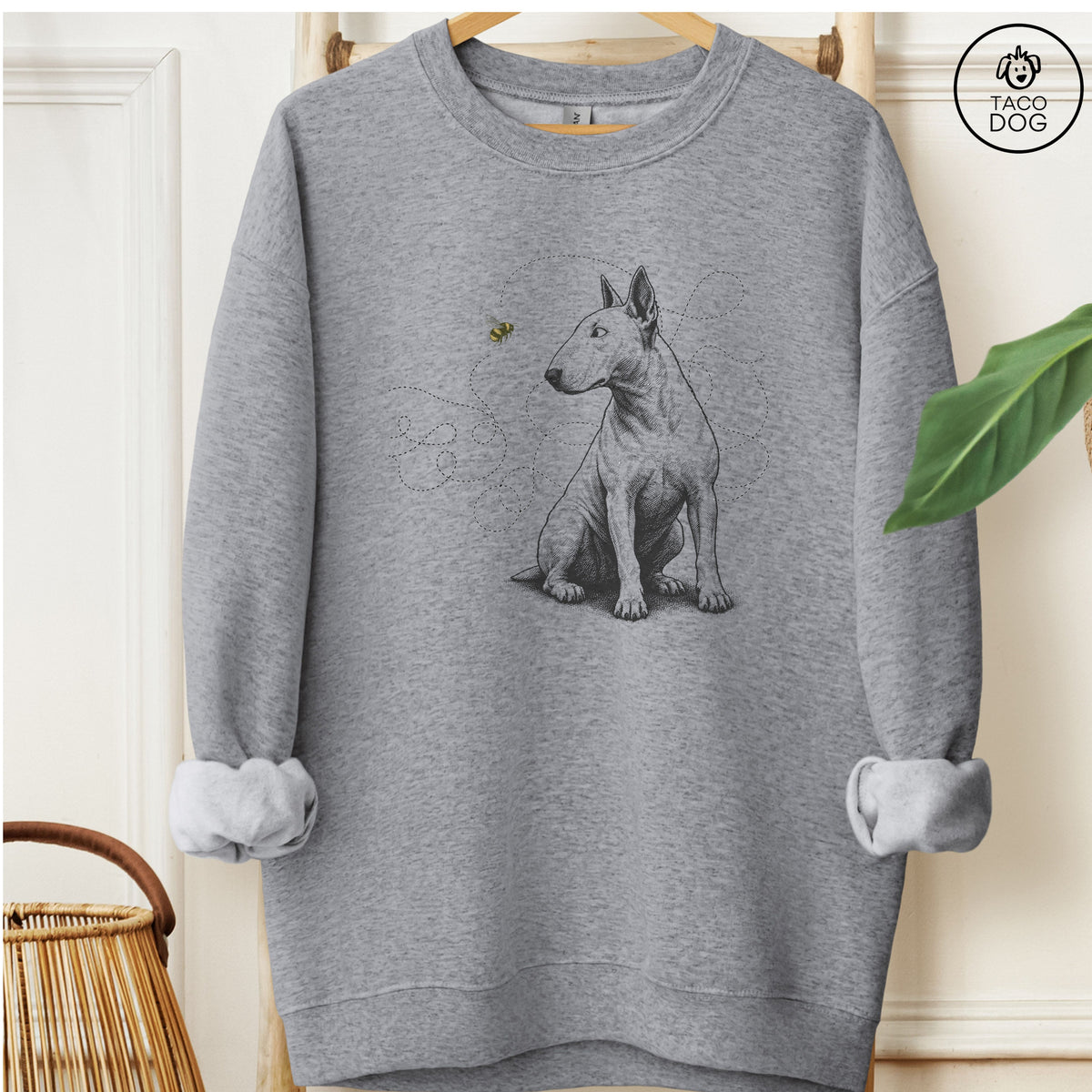 Bull Terrier Bee Sweatshirt Graphite Heather Taco-Dog