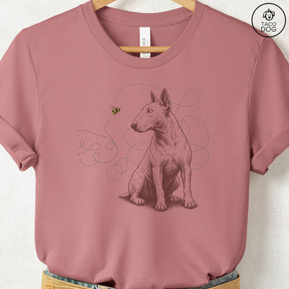 Bull Terrier Bee T-Shirt Heather Mauve Taco-Dog