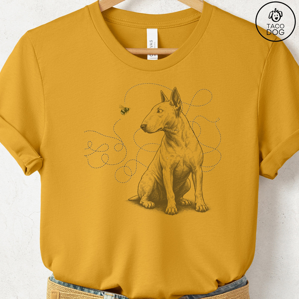 Bull Terrier Bee T-Shirt Mustard Taco-Dog