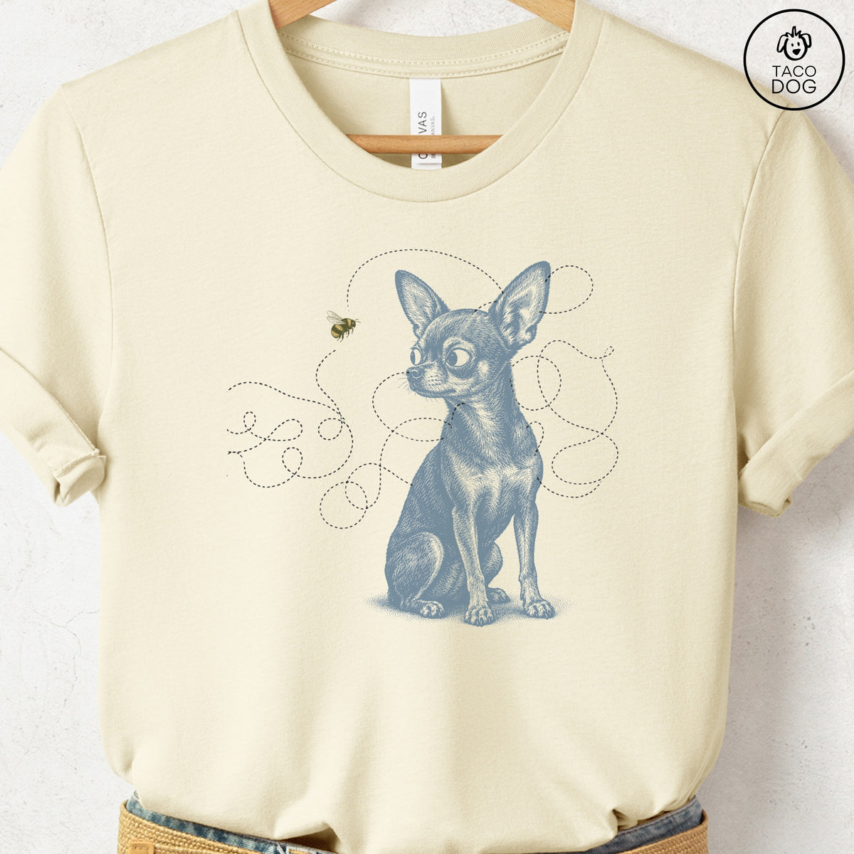 Chihuahua Bee T-Shirt Natural Taco-Dog