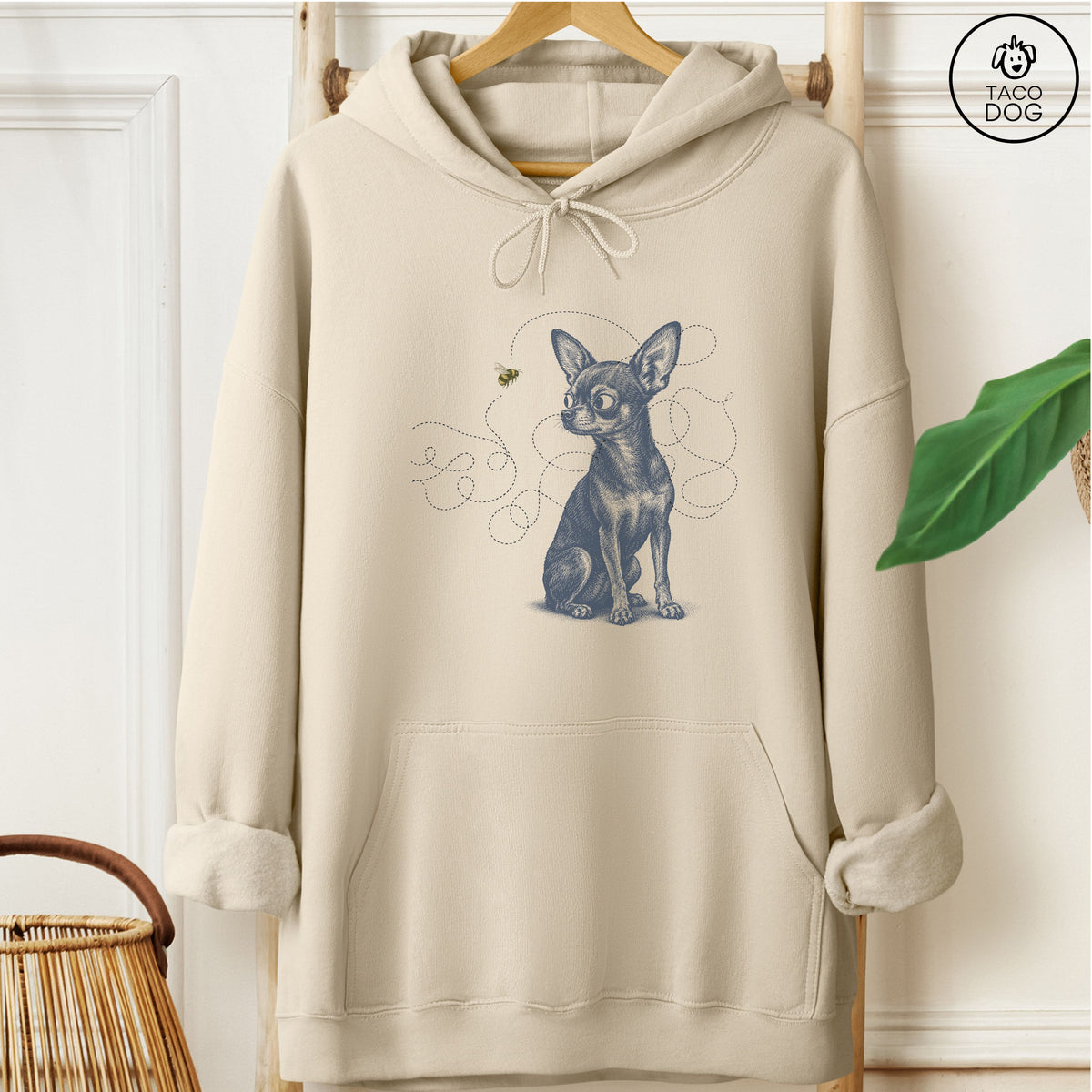 Chihuahua Bee Hoodie Sand Taco-Dog