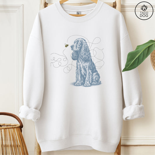 Cocker Spaniel Bee Sweatshirt White Taco-Dog