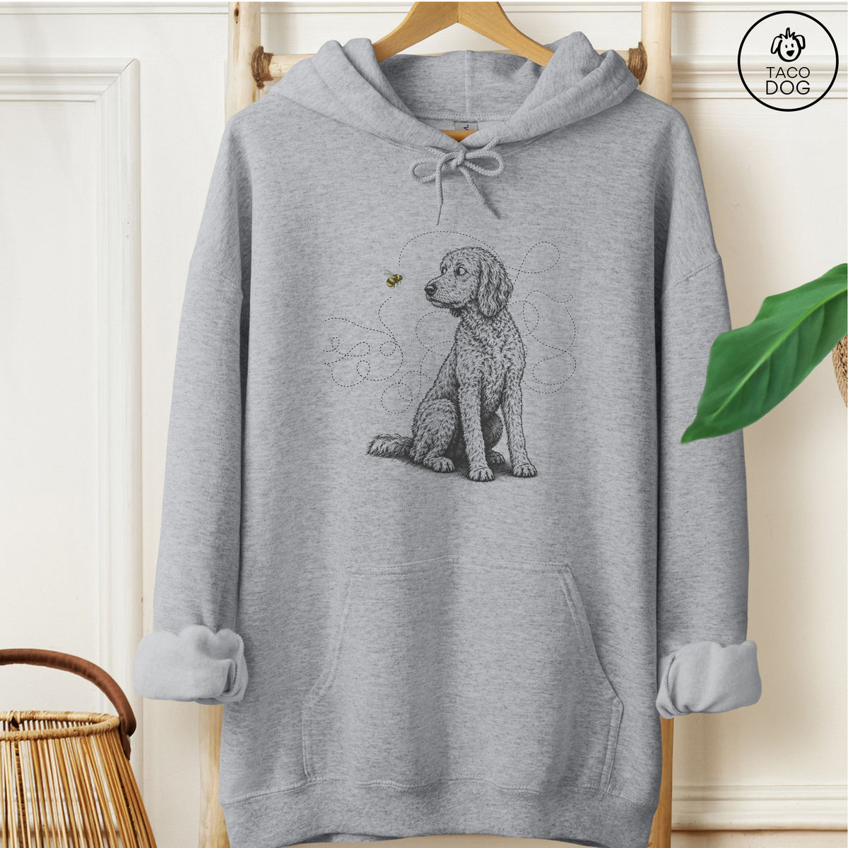 Doodle Bee Hoodie Graphite Heather Taco-Dog