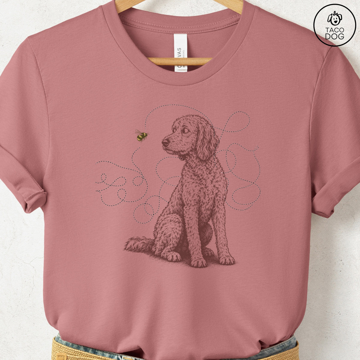 Doodle Bee T-Shirt Heather Mauve Taco-Dog