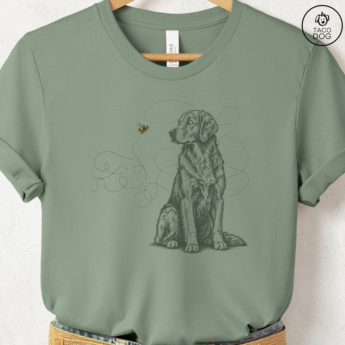 Golden Retriever Bee T-Shirt Sage Taco-Dog