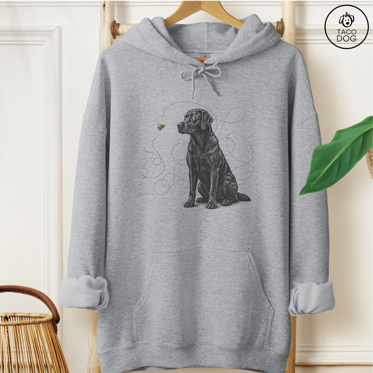 Labrador Retriever Bee Hoodie Graphite Heather Taco-Dog