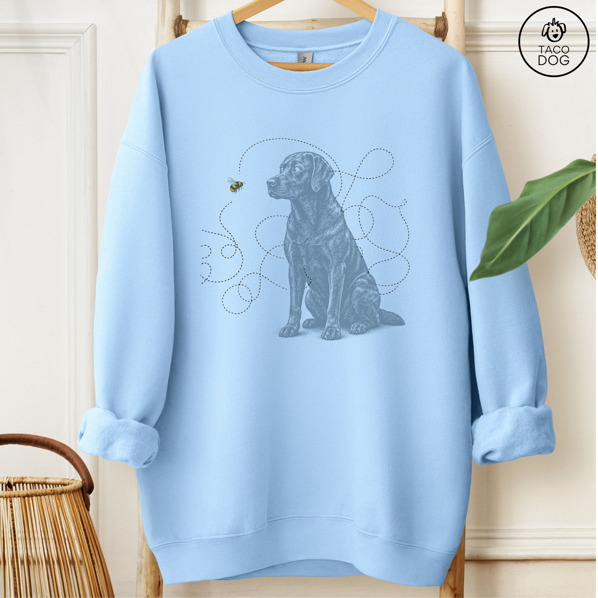 Labrador Retriever Bee Sweatshirt Light Blue Taco-Dog