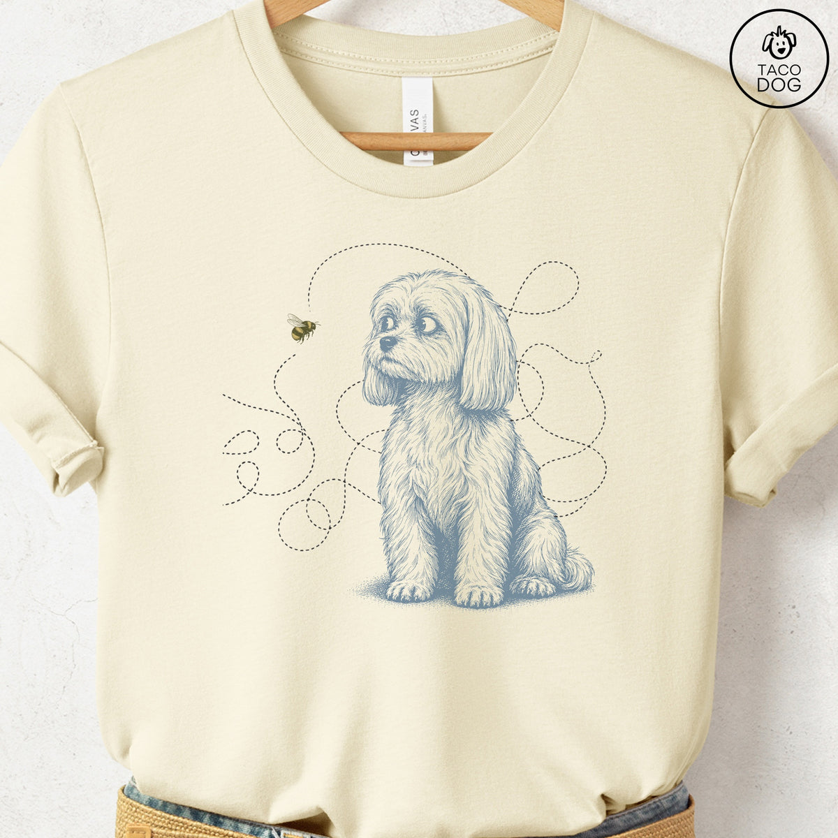 Maltese Bee T-Shirt Natural Taco-Dog