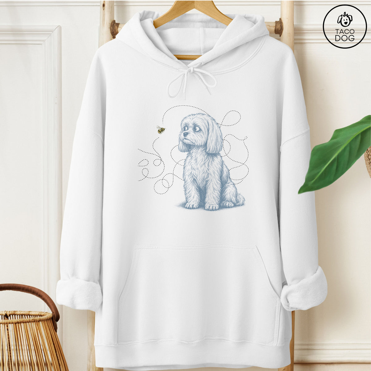Maltese Bee Hoodie White Taco-Dog