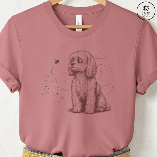 Maltese Bee T-Shirt Heather Mauve Taco-Dog