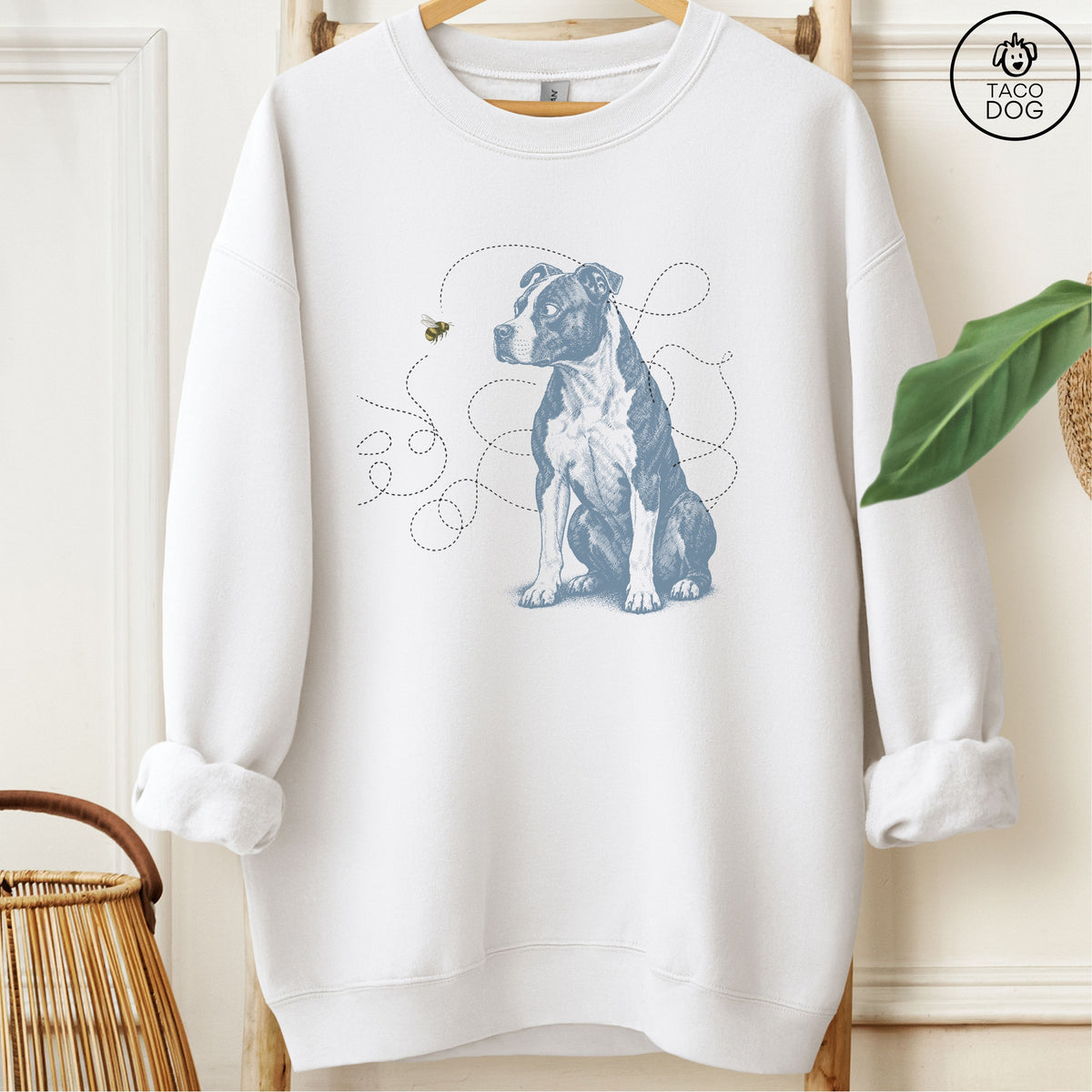 Pitbull Bee Sweatshirt White Taco-Dog