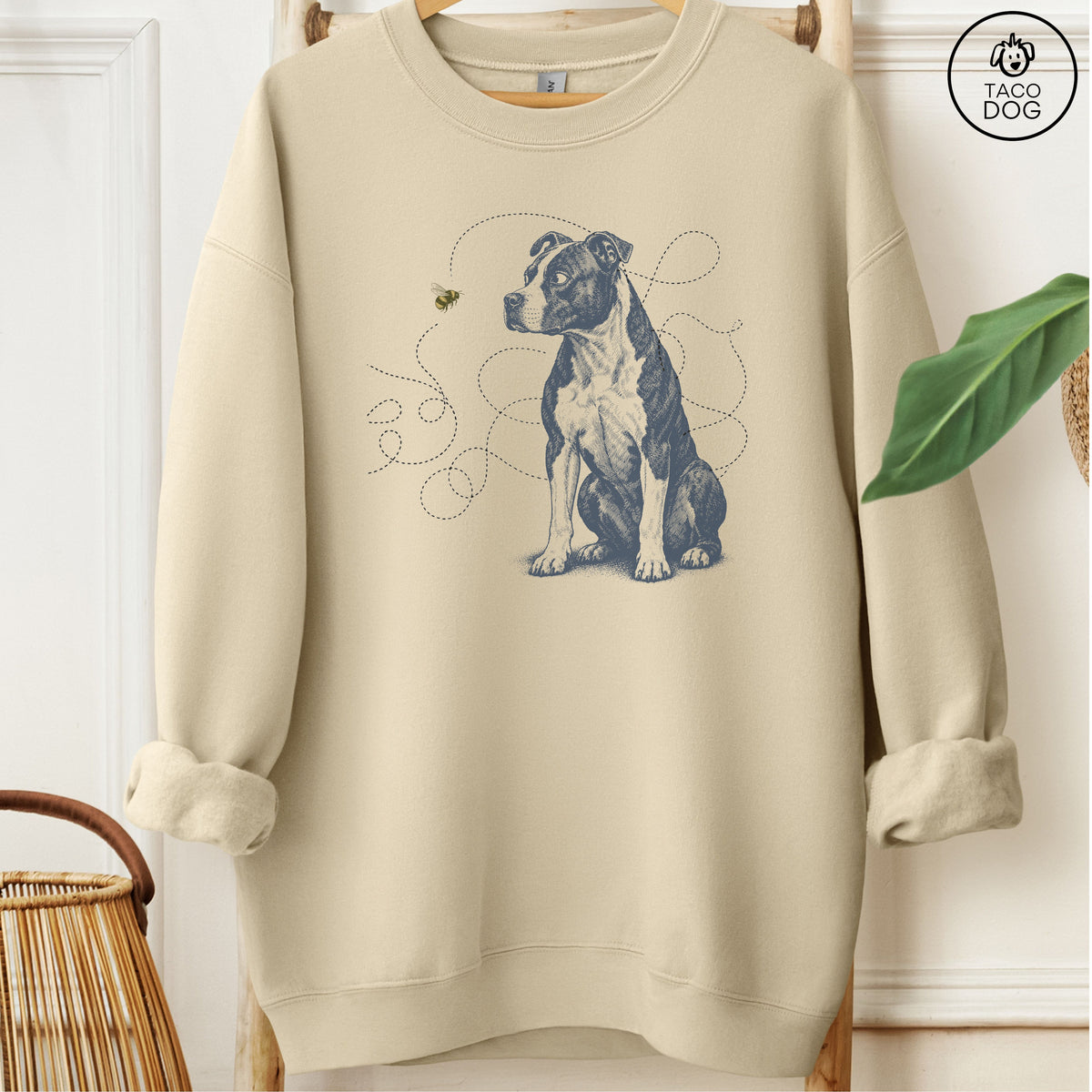 Pitbull Bee Sweatshirt Sand Taco-Dog