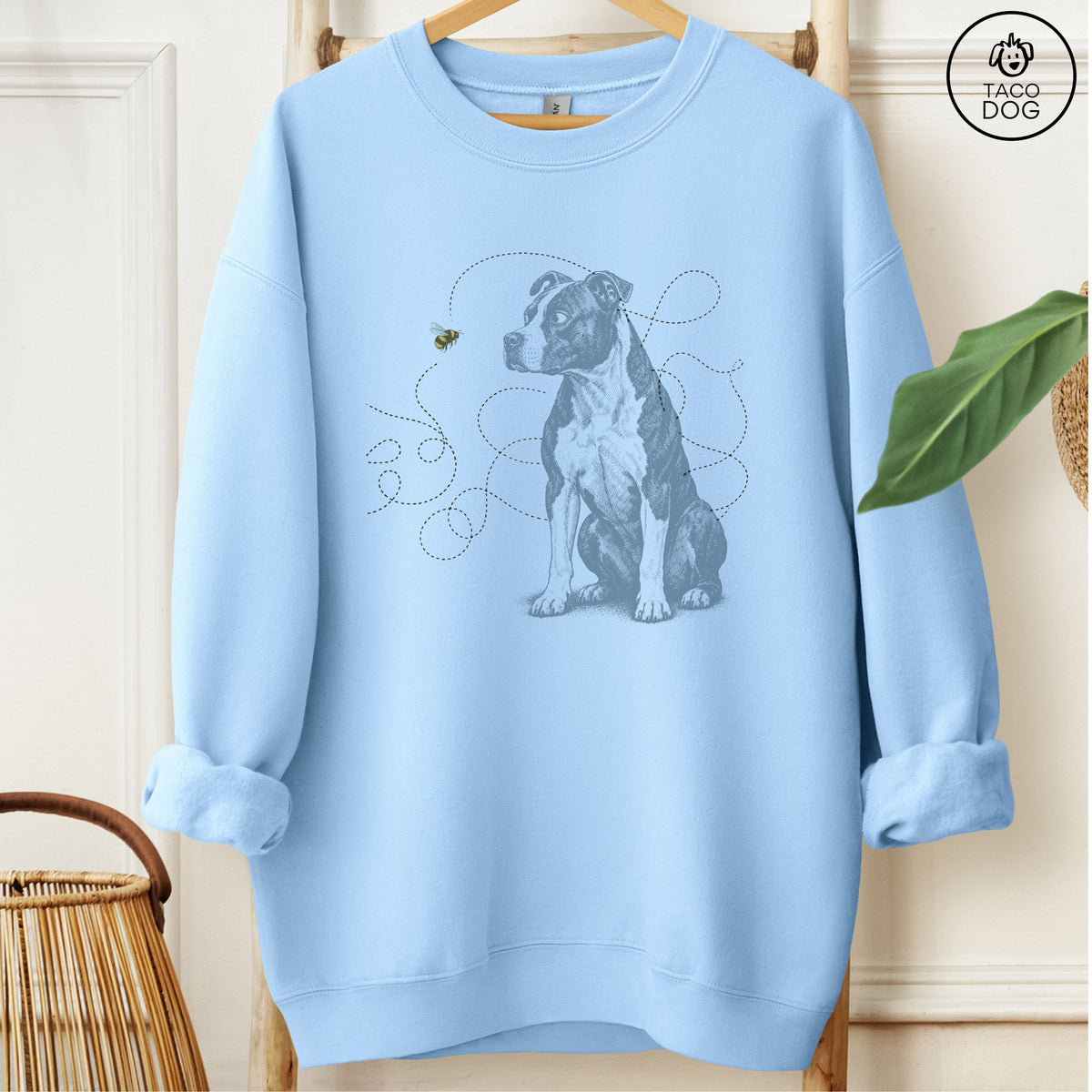 Pitbull Bee Sweatshirt Light Blue Taco-Dog