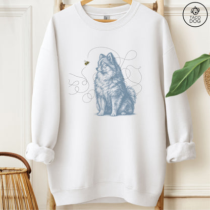 Pomeranian Bee Sweatshirt White Taco-Dog