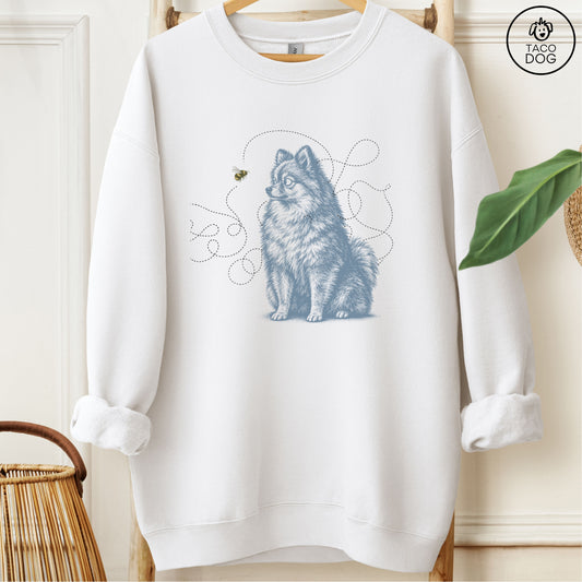 Pomeranian Bee Sweatshirt White Taco-Dog