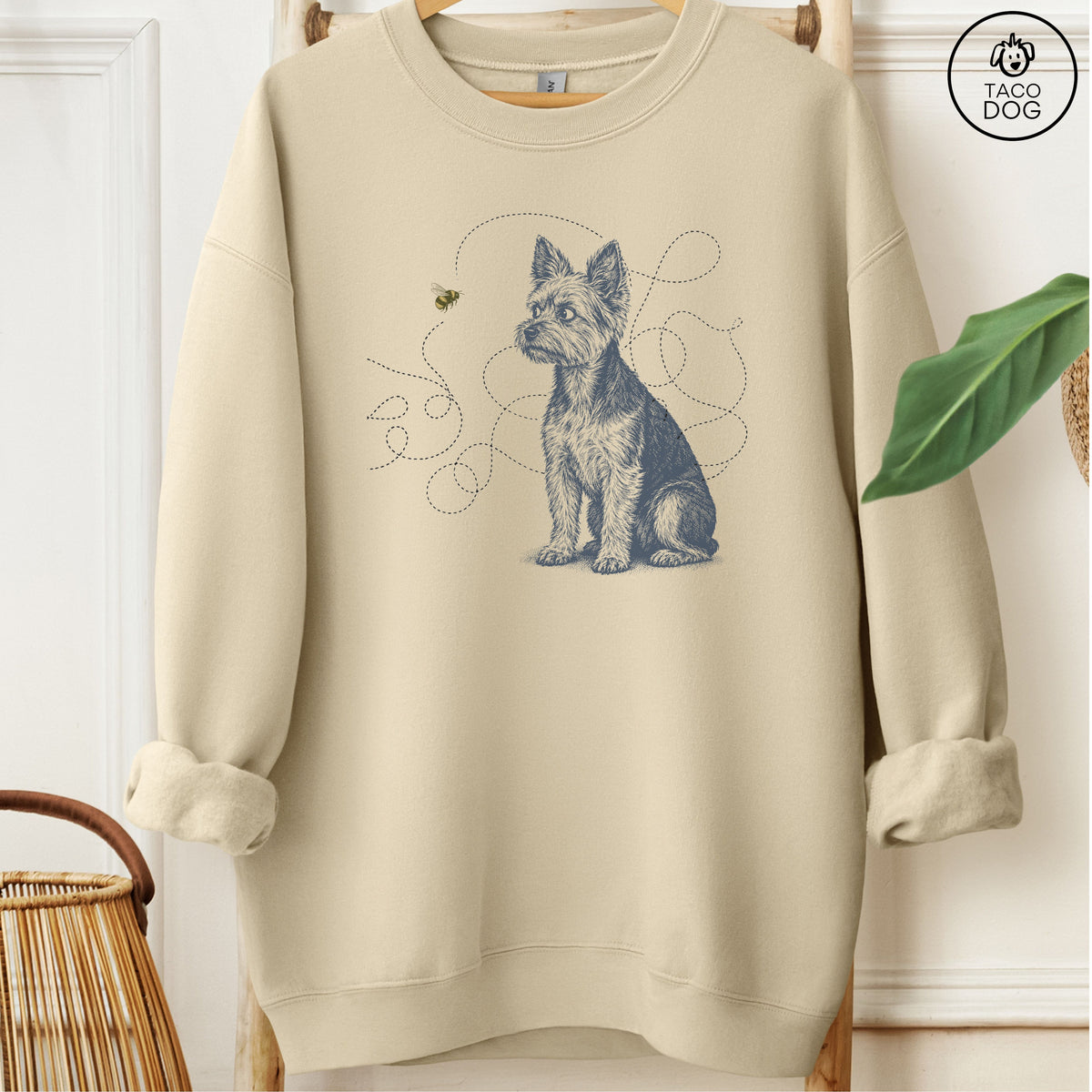 Yorkshire Terrier Yorkie Bee Sweatshirt Sand Taco-Dog