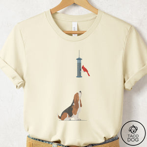 Basset Hound Birder T-Shirt Natural Taco-Dog