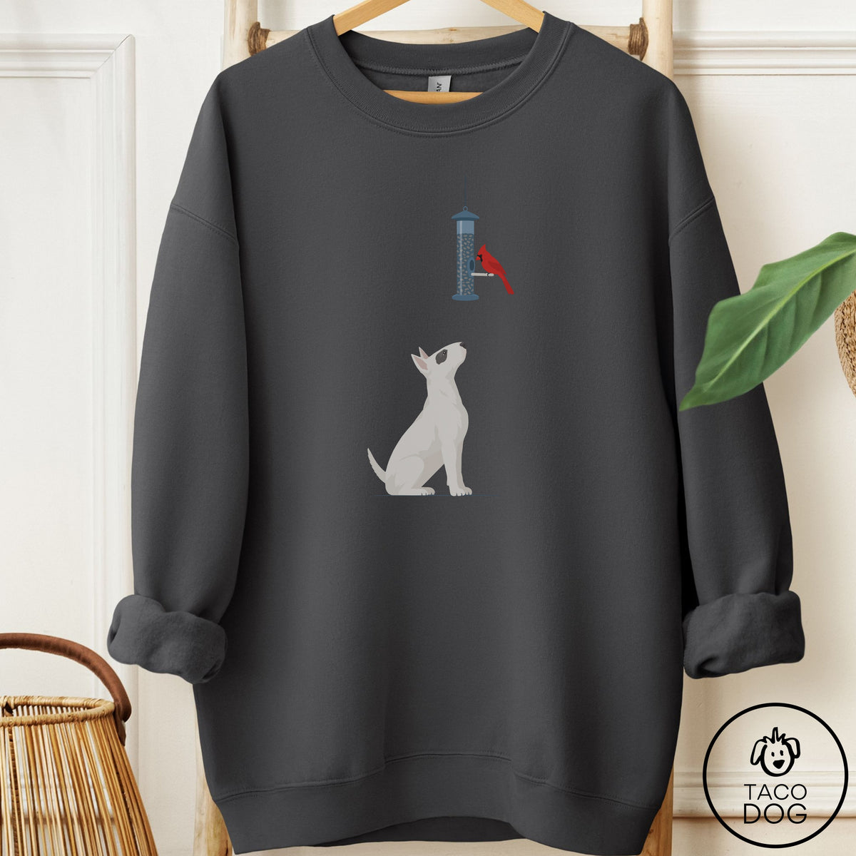 Bull Terrier Birder Sweatshirt Charcoal Taco-Dog