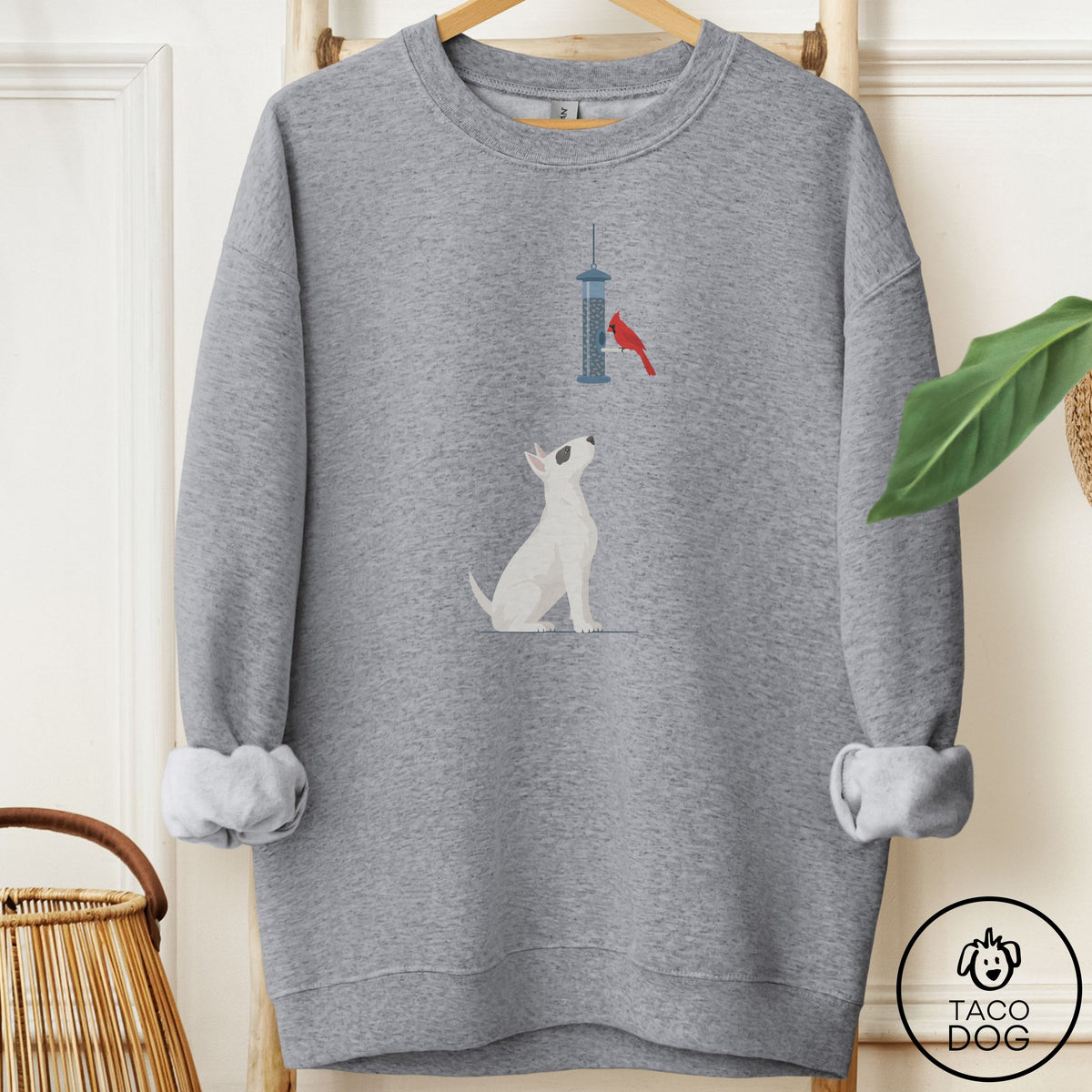 Bull Terrier Birder Sweatshirt Graphite Heather Taco-Dog