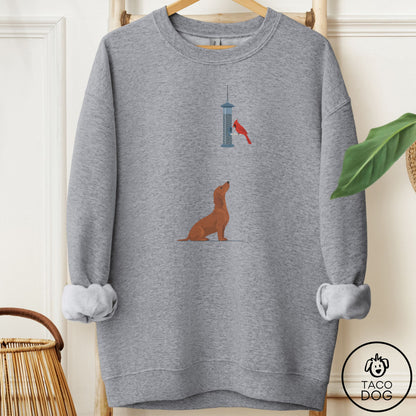 Dachshund Birder Sweatshirt Graphite Heather Taco-Dog