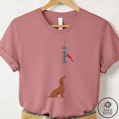 Dachshund Birder T-Shirt Mauve Taco-Dog