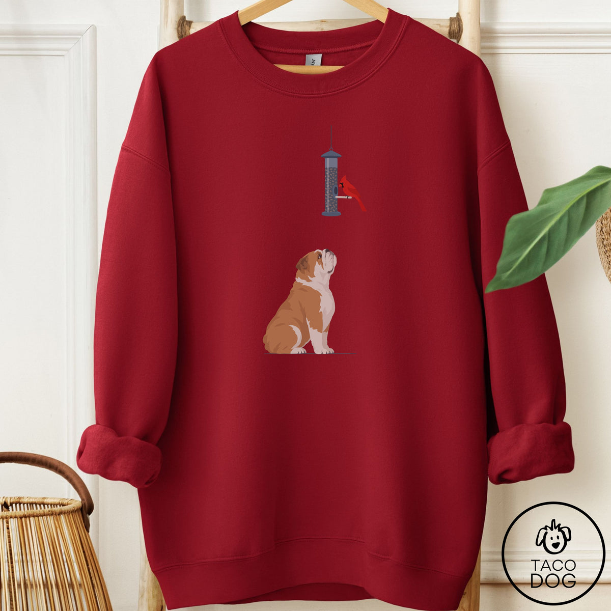 English Bulldog Birder Sweatshirt Garnet Taco-Dog