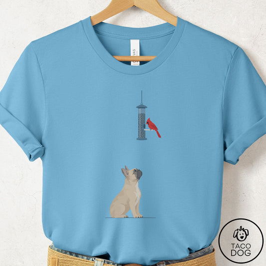 French Bulldog Frenchie Birder T-Shirt Ocean Blue Taco-Dog