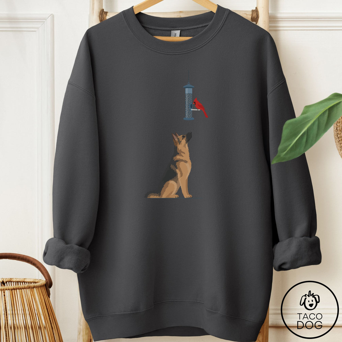 German Shepherd Birder Sweatshirt Charcoal Taco-Dog