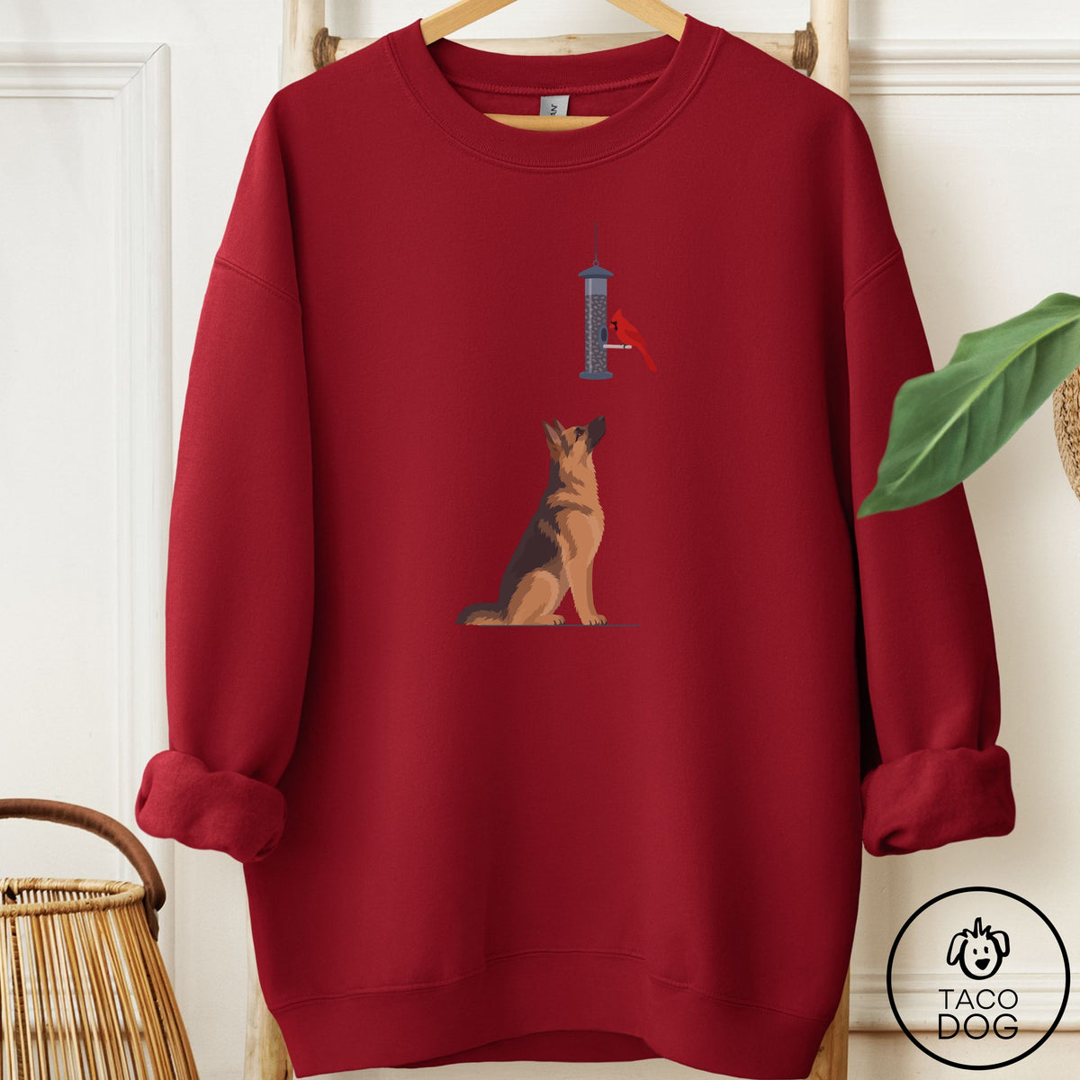 German Shepherd Birder Sweatshirt Garnet Taco-Dog