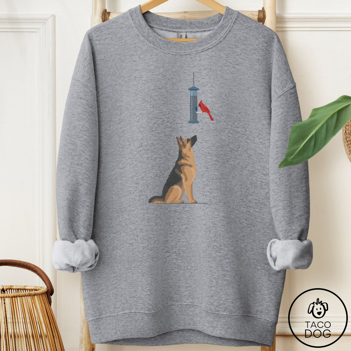 German Shepherd Birder Sweatshirt Graphite Heather Taco-Dog