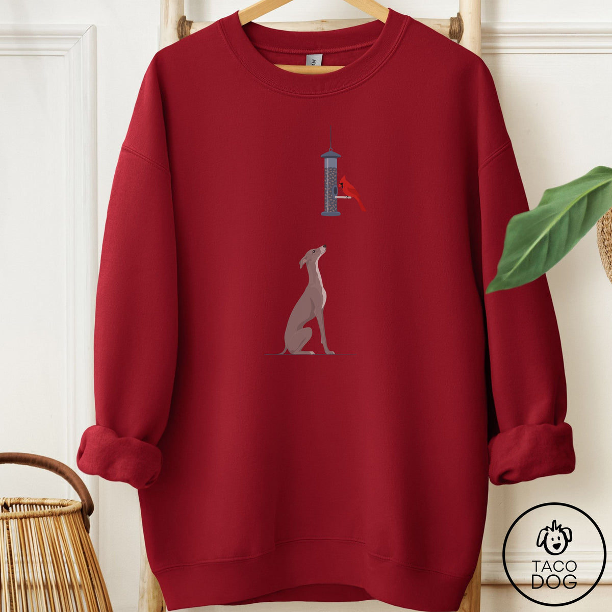 Italian Greyhound Whippet Birder Sweatshirt Garnet Taco-Dog