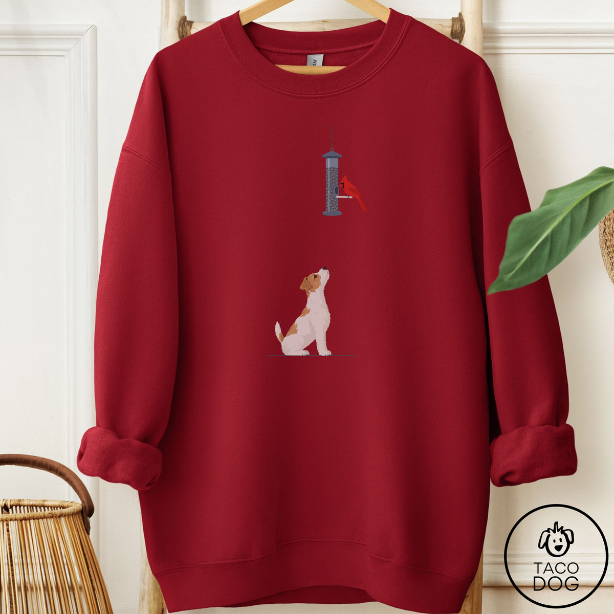 Jack Russell Birder Sweatshirt Garnet Taco-Dog