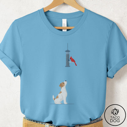 Jack Russell Birder T-Shirt Ocean Blue Taco-Dog