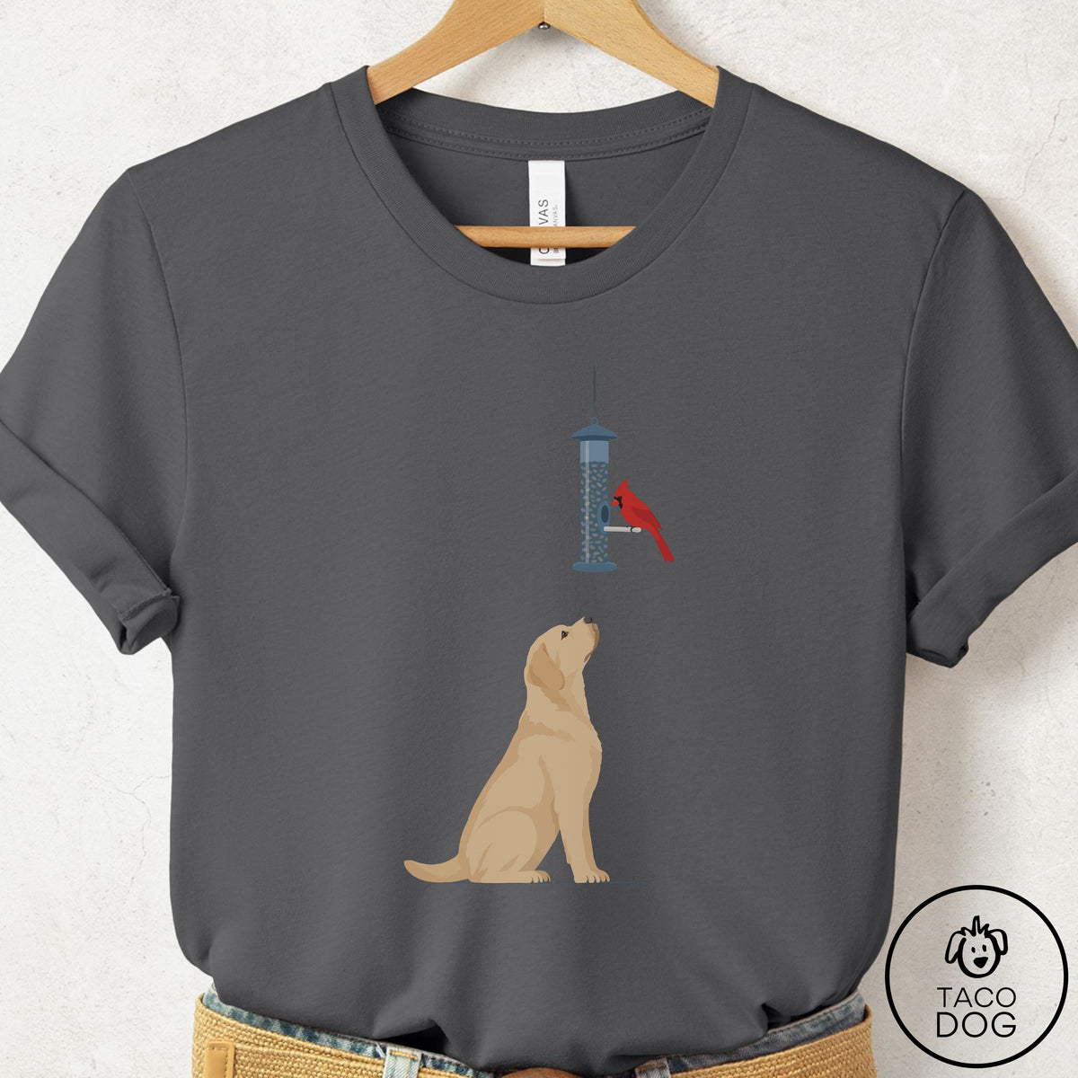Labrador Retriever Birder T-Shirt Asphalt Taco-Dog