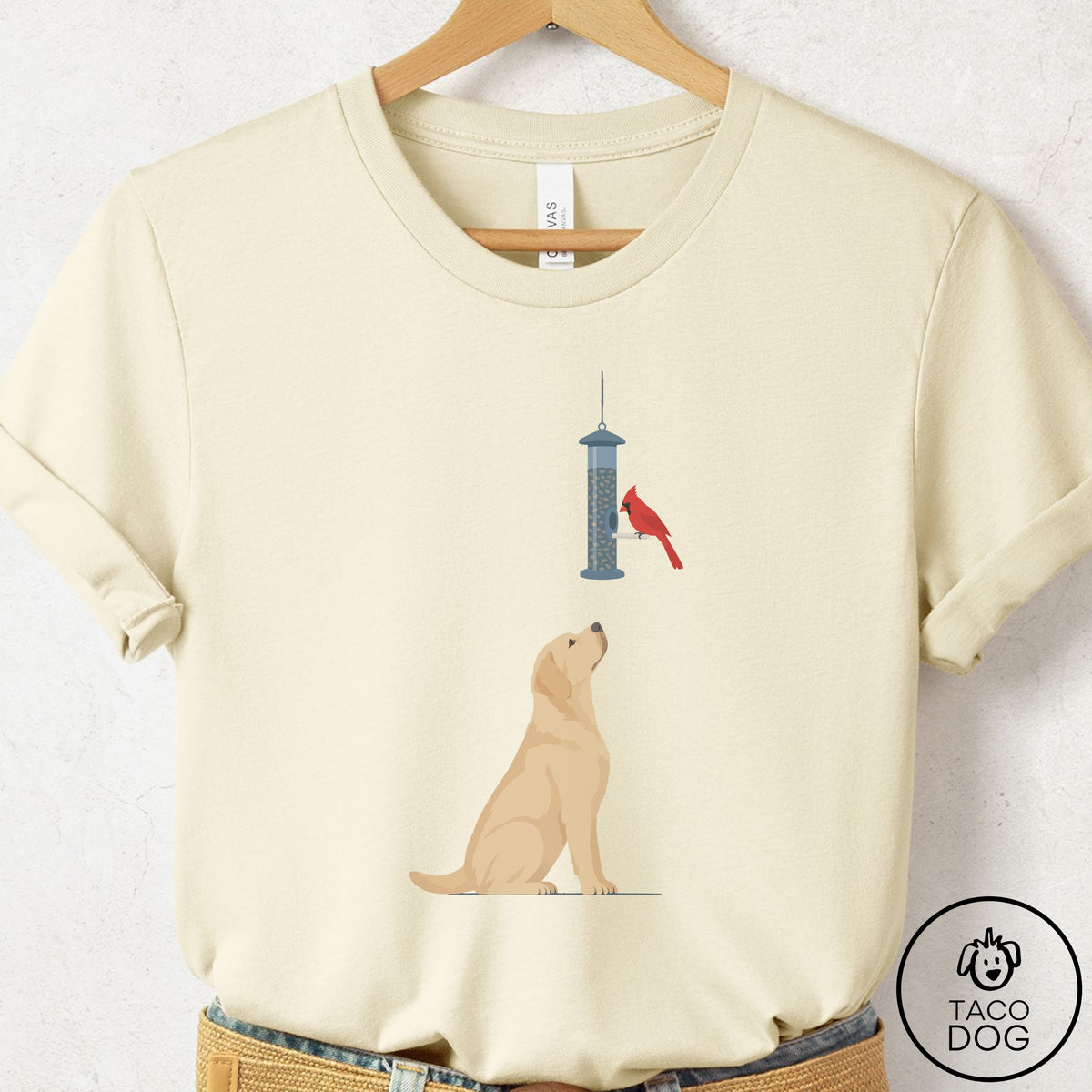 Labrador Retriever Birder T-Shirt Natural Taco-Dog