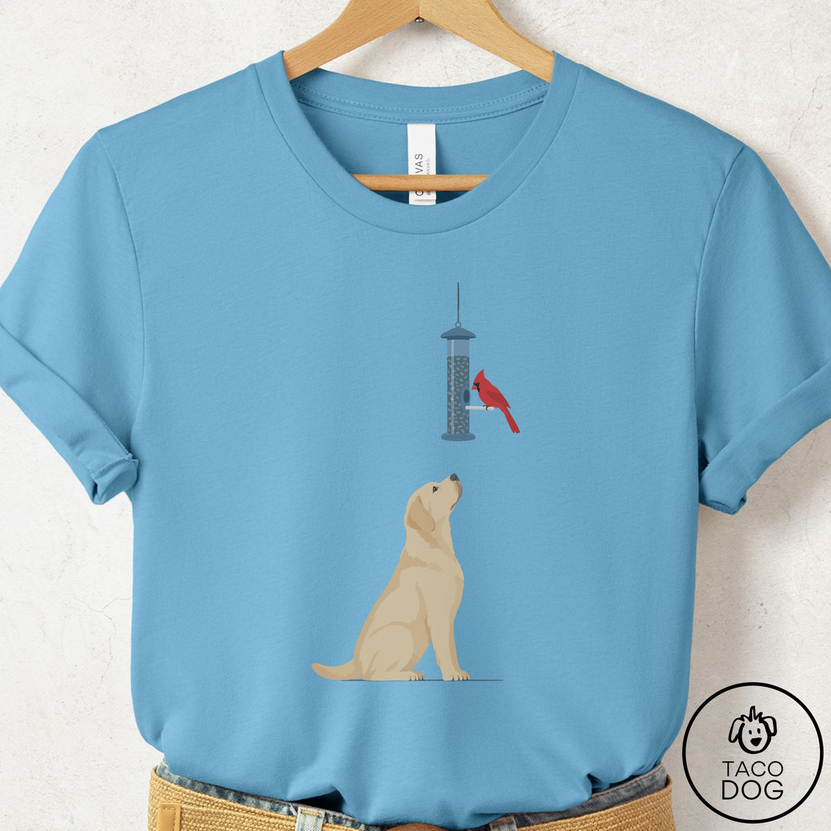 Labrador Retriever Birder T-Shirt Ocean Blue Taco-Dog