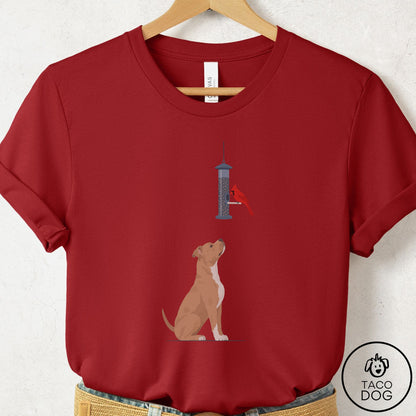Pitbull Birder T-Shirt Canvas Red Taco-Dog