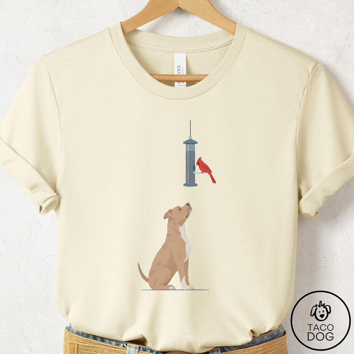 Pitbull Birder T-Shirt Natural Taco-Dog