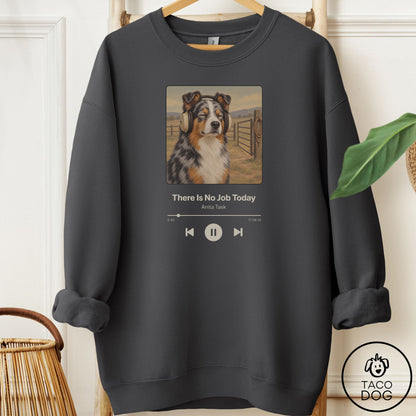 Australian Shepherd Book on Tape Sweatshirt Charcoal Taco-Dog