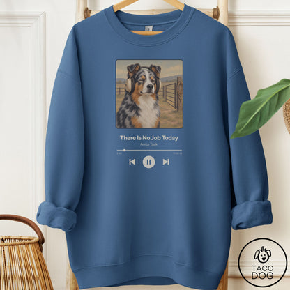 Australian Shepherd Book on Tape Sweatshirt Indigo Blue Taco-Dog