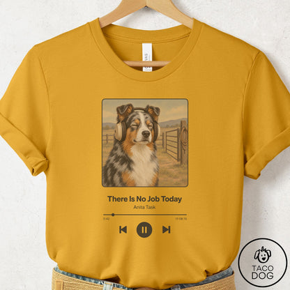 Australian Shepherd Book on Tape T-Shirt Mustard Taco-Dog