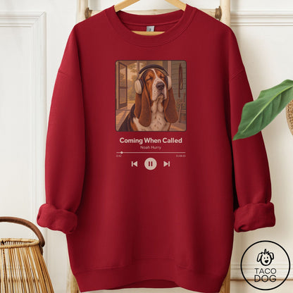 Basset Hound Book on Tape Sweatshirt Garnet Taco-Dog