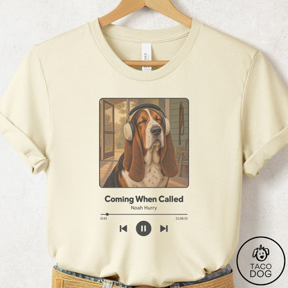 Basset Hound Book on Tape T-Shirt Natural Taco-Dog