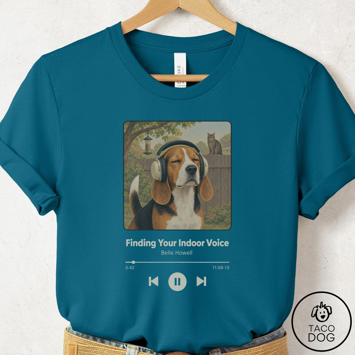 Beagle Book on Tape T-Shirt Deep Teal Taco-Dog