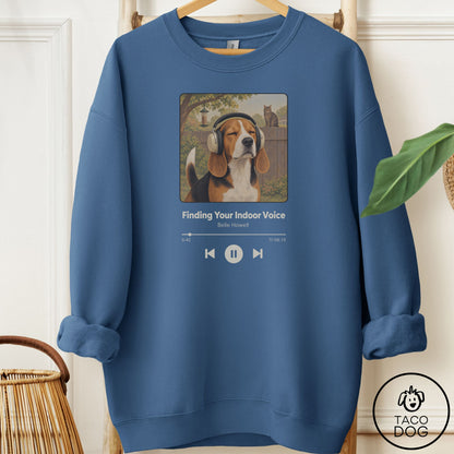 Beagle Book on Tape Sweatshirt Indigo Blue Taco-Dog