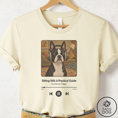 Boston Terrier Book on Tape T-Shirt Natural Taco-Dog
