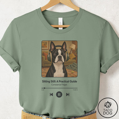 Boston Terrier Book on Tape T-Shirt Sage Taco-Dog
