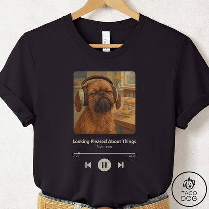 Brussels Griffon Book on Tape T-Shirt Black Taco-Dog