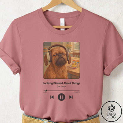 Brussels Griffon Book on Tape T-Shirt Mauve Taco-Dog